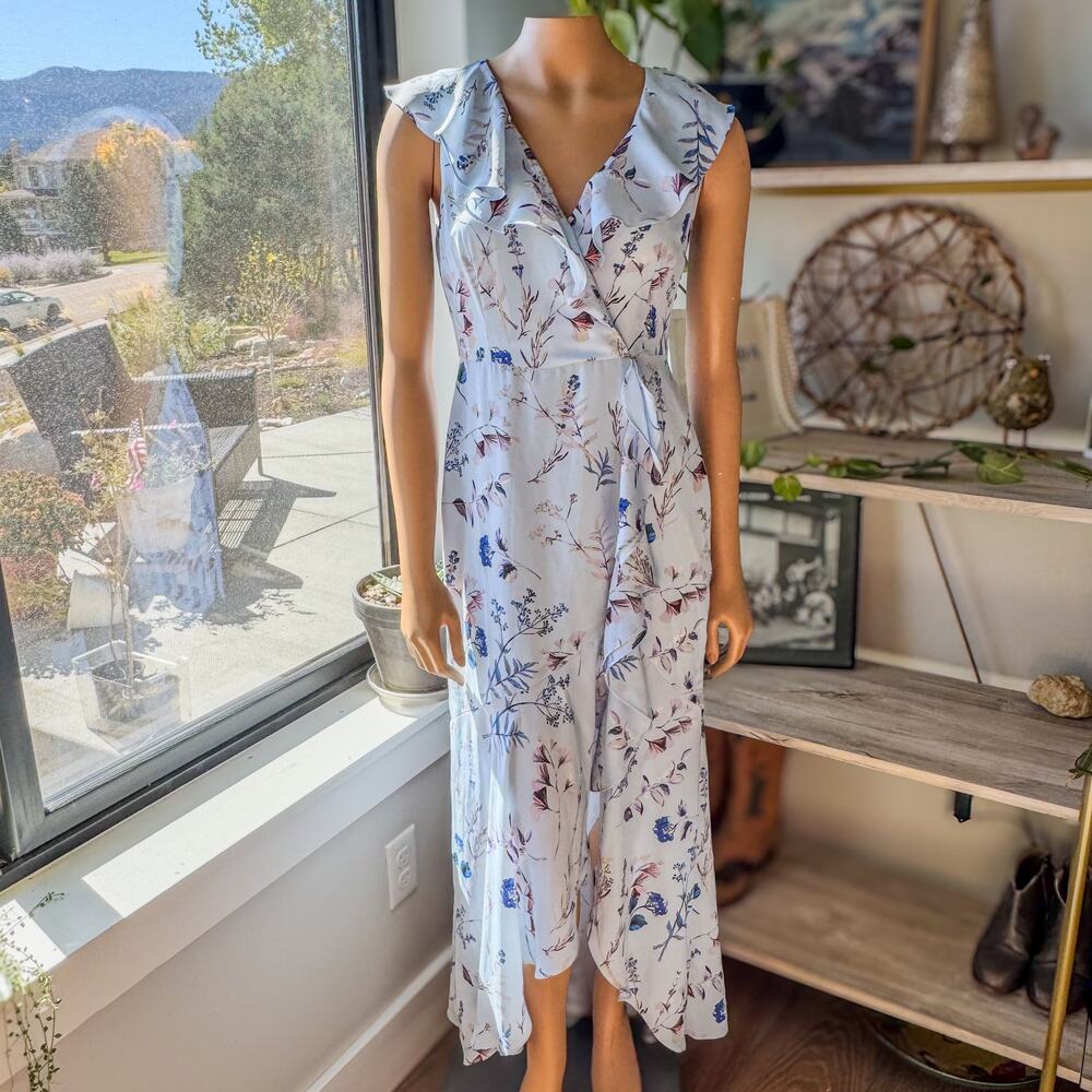 Banana Republic Floral Maxi Dress - Cream and Blue